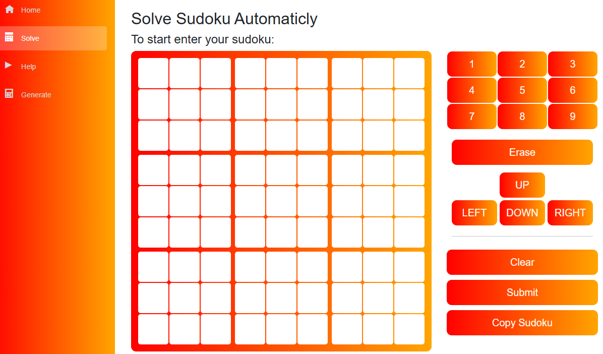 zrzut ekranu ze strony sudoku